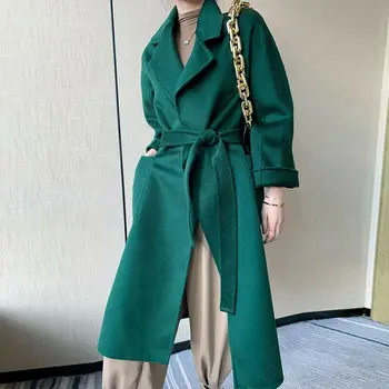 

Wool Women's Winter Double-side Cashmere Overcoat BeltTrench Coat