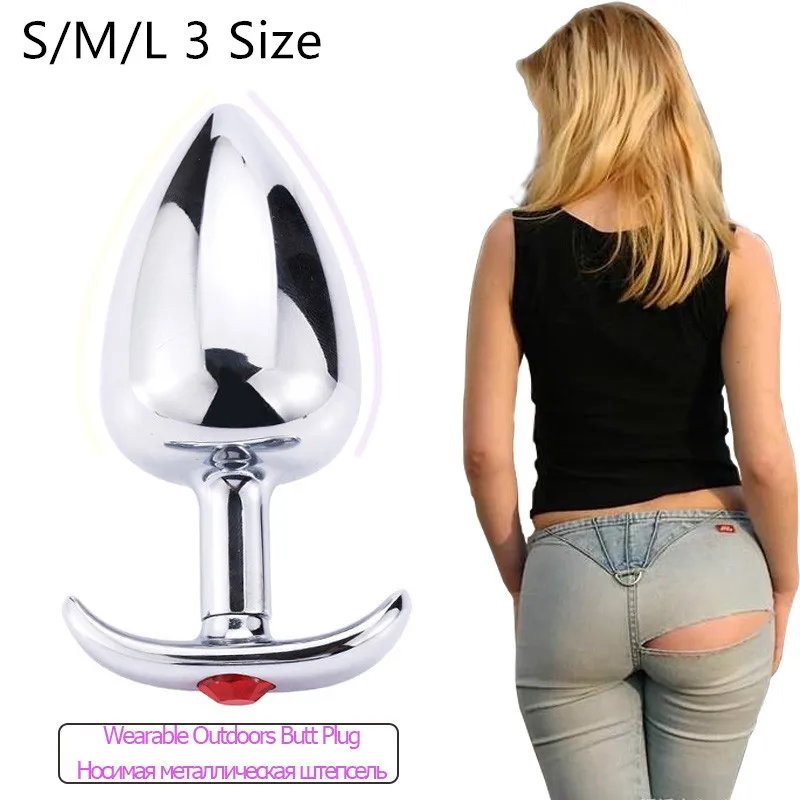 Metal Anal Plug With Corlor Jeweled 3 Style S/m/l Steel Butt Plug For Women Men Sex Anal Toys Wearing Outdoor All Day Beginner - Anal Sex Toys