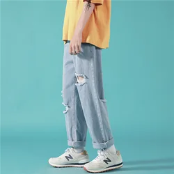 ICCLEK pantalones vaqueros rasgados de Hip Hop para hombre, Jeans desgastados, Jeans de retales, ropa de otoño