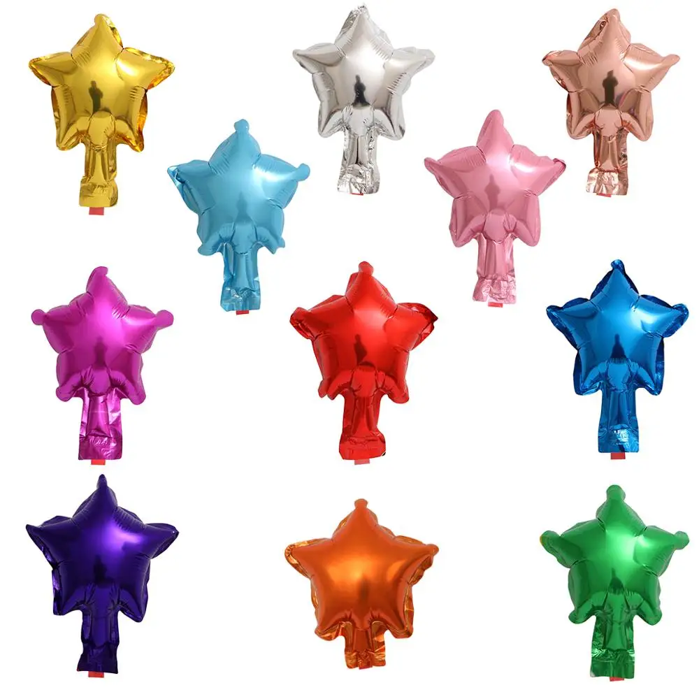 50 шт./лот, 5 дюймов, букет, воздушные шары в форме сердца, разноцветные фольгированные воздушные шары в форме сердца с днем рождения, украшение для свадебной вечеринки - Цвет: mix  star