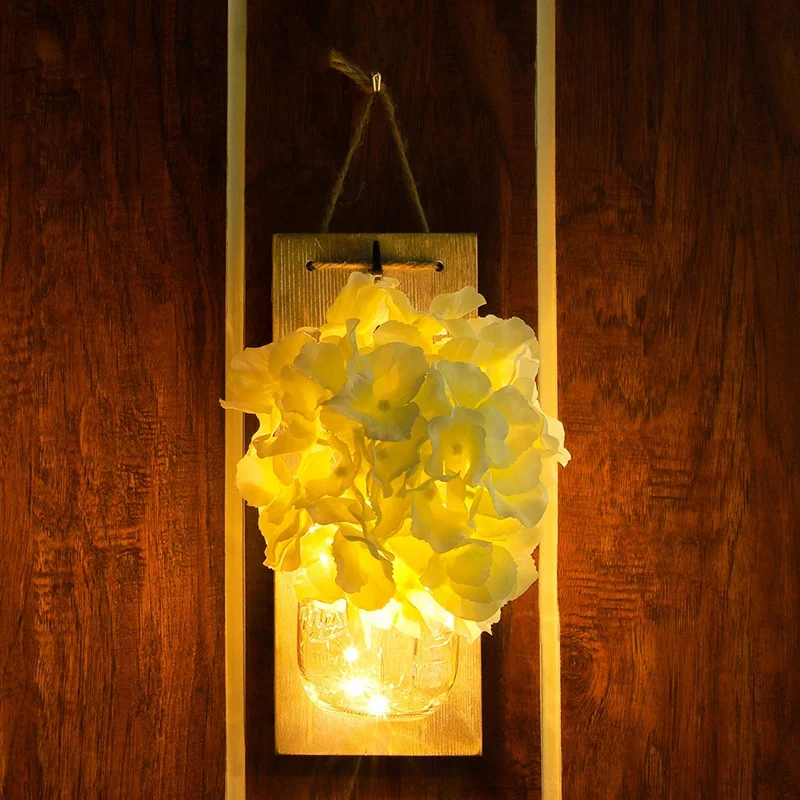 Mason Jar Sconce Wall Art Home Decor - Lighted Rustic Country Farmhouse Nightlight Decorations, Decorative Vase Accents for Kitc Mason Jar Sconce Wall Art Home Decor - Lighted Rustic Country Farmhouse Nightlight Decorations, Decorative Vase Accents for Kitc