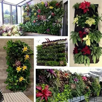 

Wall Hanging Planting Bags Garden Vertical Planter Multi Pocket For Wall-mounted Gardening Flower Outdoor Indoor Growing Pots