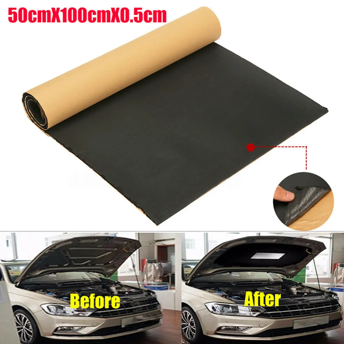 50*100 см Черный Автомобиль Ван звукоизоляция прочный тускнеющий изоляция Авто Ван звукоизоляция Универсальный закрытый