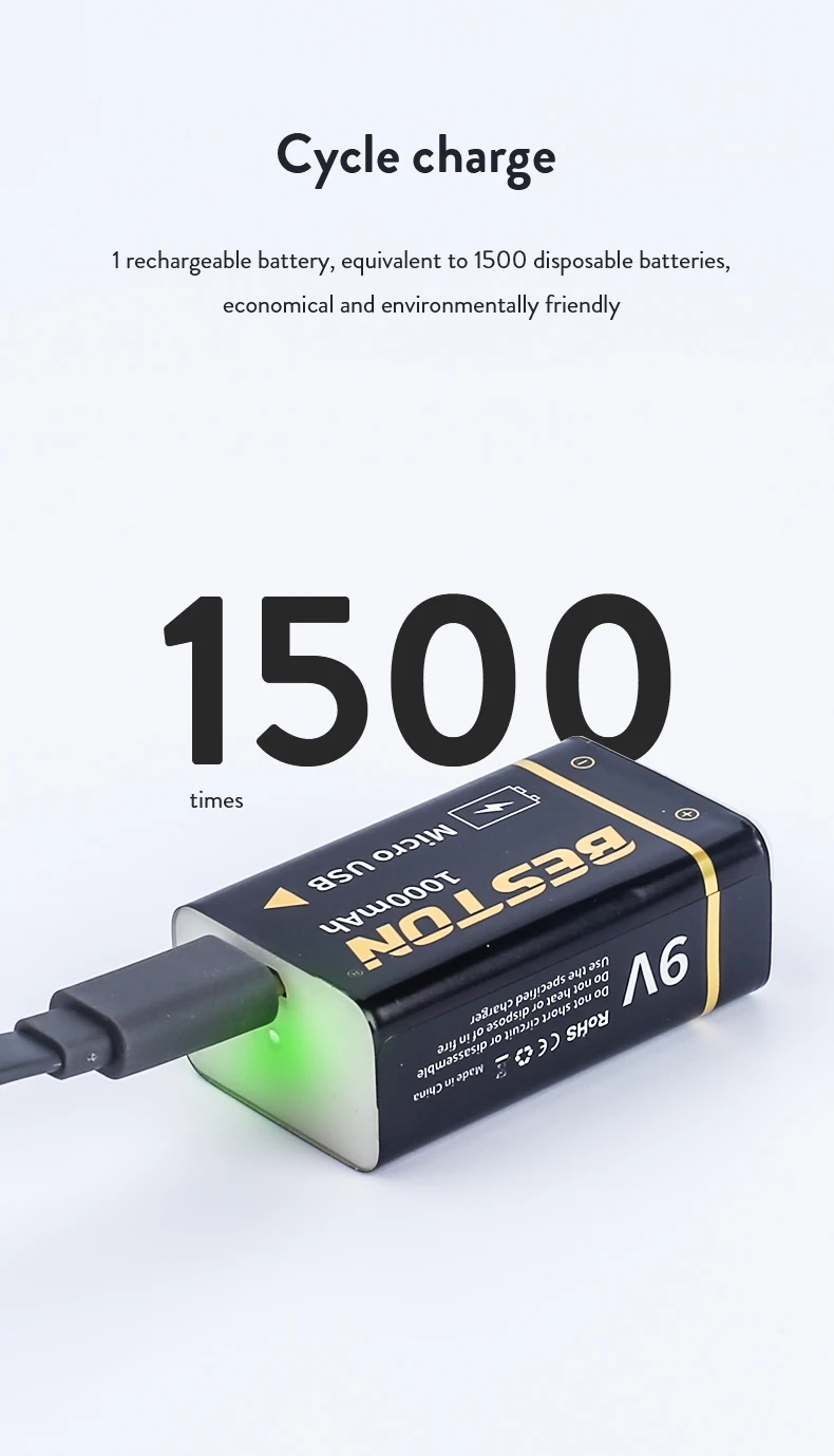 YATUO 1000mAh micro USB 9 Volt li-ion rechargeable 9v battery  6F22 9v usb battery for RC Helicopter Model Microphone Toy