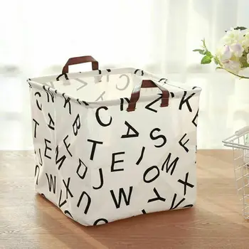 

Waterproof Storage Box Bin Toy Organizer Cotton And Linen Laundry Basket Folding 32*32*32cm