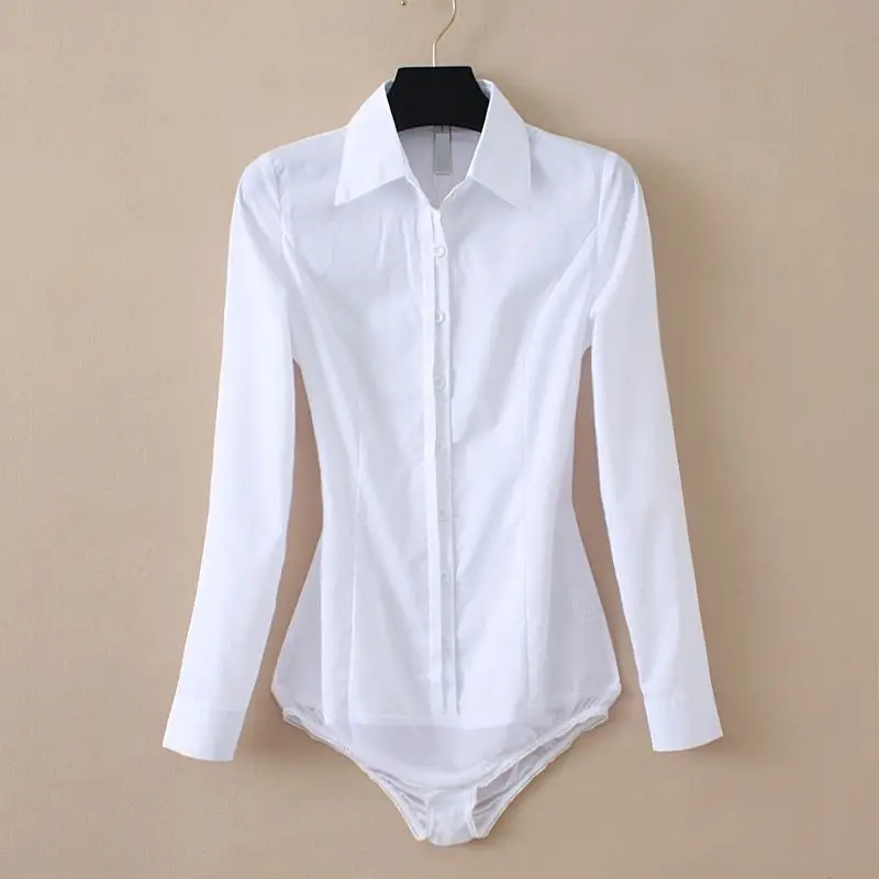 White Blouses and Tops Women Long Sleeve Body Shirt Office Lady Business Work Bodysuit Female Fashion Jumper Autumn Romper 2020 womens blouses Blouses & Shirts