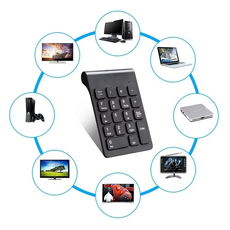 2 4G Wireless Number Pad USB Digital Keyboard with 19 Keys Mini Number Keypad Keyboard for 4