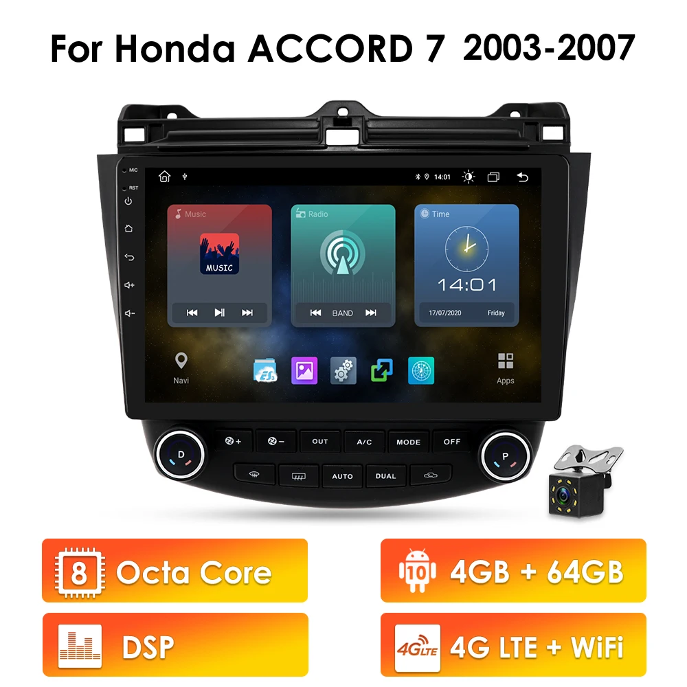 Ossuret 10 &quotAndroid автомобильный радиоприемник GPS навигация для Honda ACCORD 7 2003 2004 2005 2006 2007
