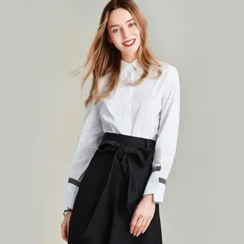 

HAVVA 2020 Spring and Autumn New Design Single-breasted White Shirt Female Slim Shirt Blouse C42780