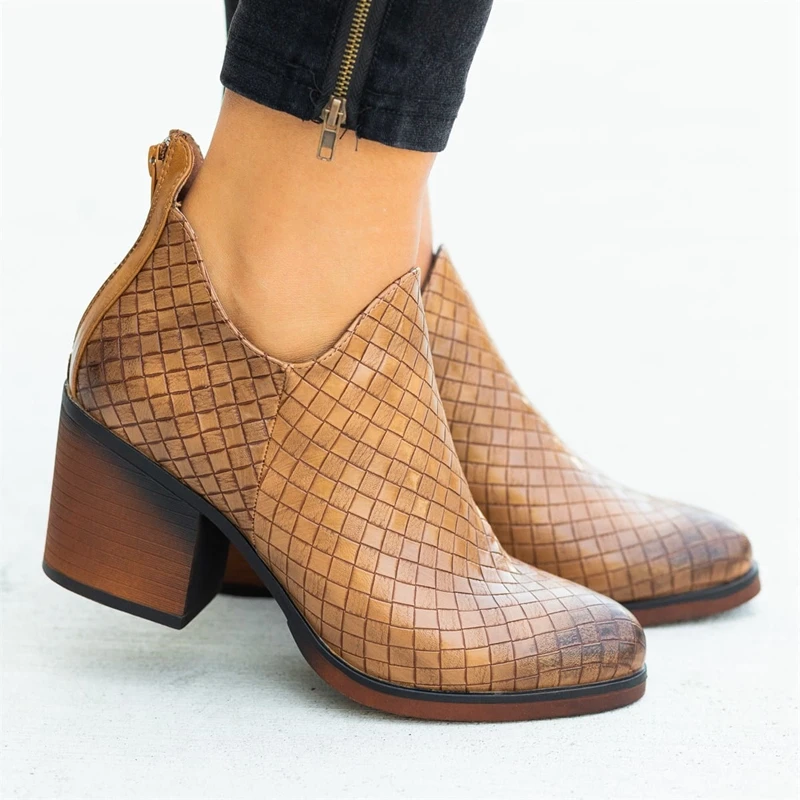 PUIMENTIUA/женские ботинки модные женские из искусственной кожи с боковой молнией