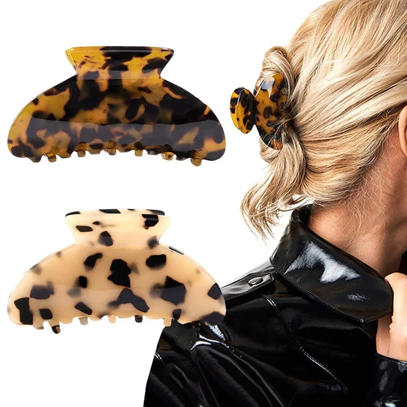 

1PC Banana Hair Claw Clips Tortoise Shell Acetate Hair Jaw Clip Barrettes Leopard Print Hair Clutcher Crab Clamp for Women Girls