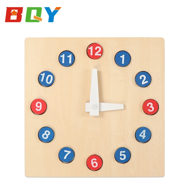 

BQY Montessori Kids Toy Wooden Sorting Clock Game Learning Telling Time Teaching Clock Shape Matching Game Preschool Puzzles