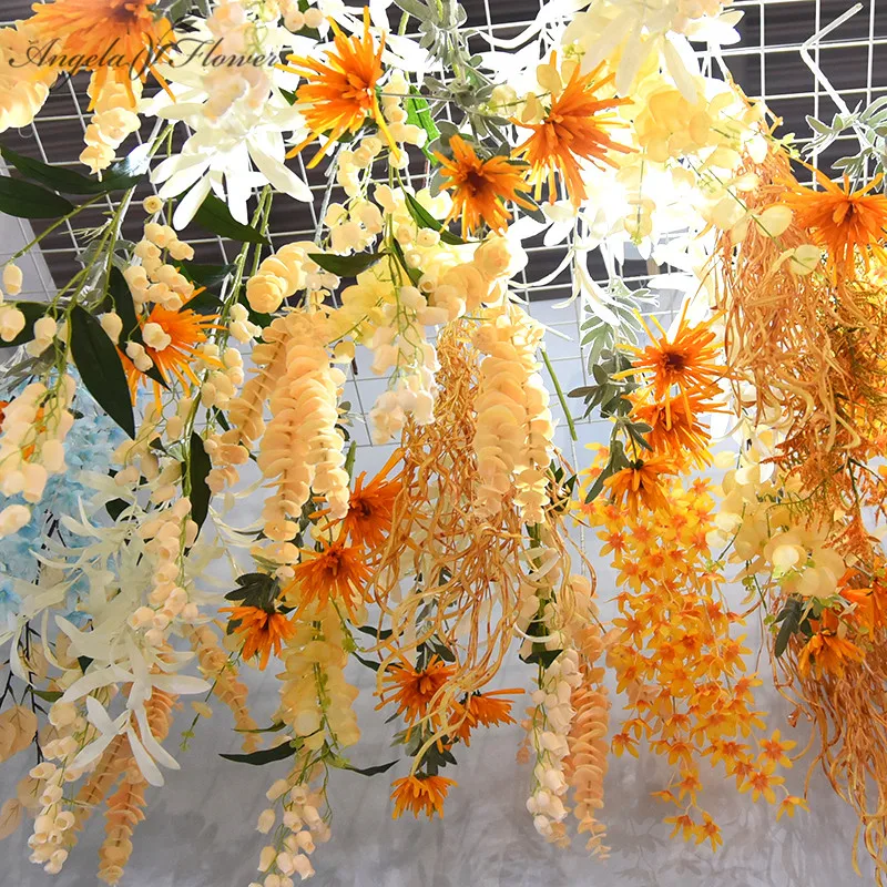Оранжевый искусственный цветок серии осень цвет Рождество DIY свадебный Декор цветы композиция материалы реквизит для фотосессии растение