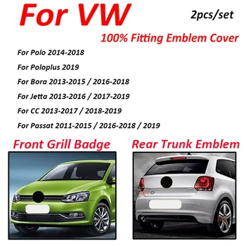 

ABS Car Logo Front Grill Sticker Badge Covers Rear Trunk Boot Emblem for Polo Poloplus Bora CC Passat Jetta Car Styling