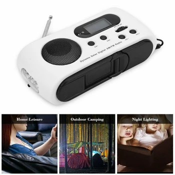

Solar Powered Multifunctional LED Flashlight AM FM Outdoor Emergency Radio Home Office Dynamo LCD Screen Hand Crank Power Bank