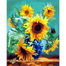 

GATYZTORY Painting By Numbers 40x50cm Frame On Canvas Butterfly And Sunflower Oil Picture By Number Home Living Room Decor Arts