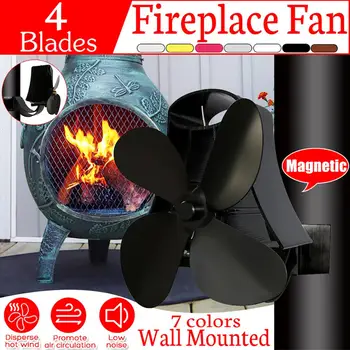 

Anti-Dirty Black Stovepipe Fan Ventilation Duct Mounted 4 Blades Fireplace Fan Heating Distribution Flue Pipe Radiator
