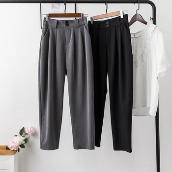 

Double Button High Waist Suit Pants Women's 2020 Summer New Korean Loose Casual Harem Pants Office Lady