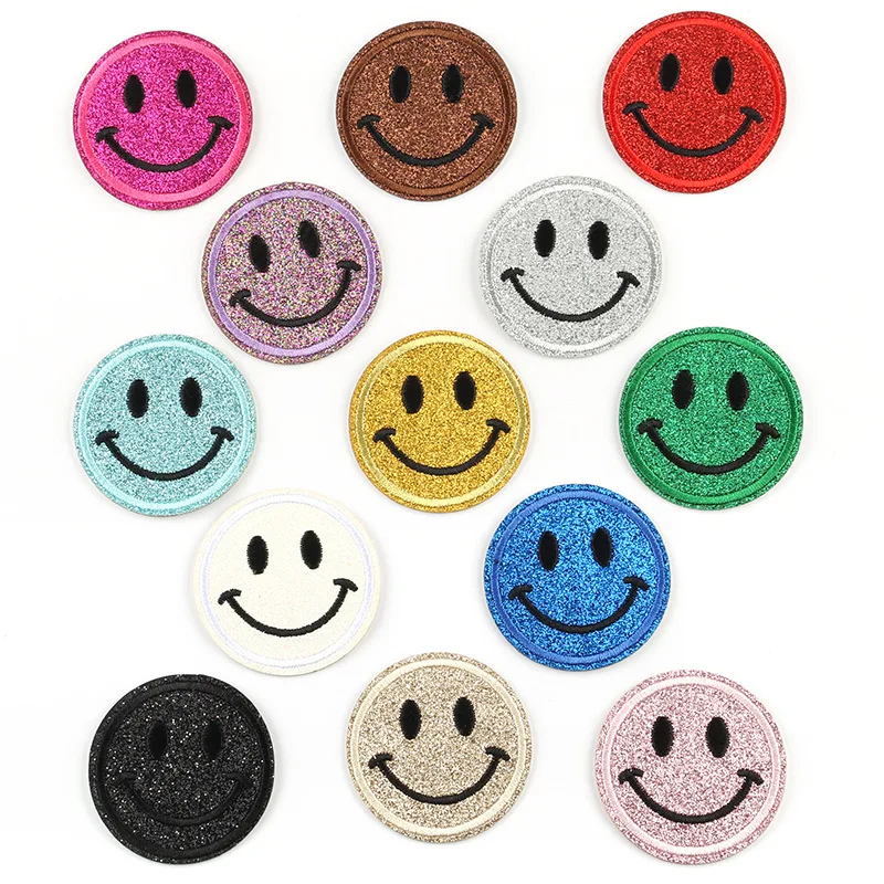 Hot Sale Smiley Face Patch Cloth Stickers Computer Embroidery Cute Expression Clothing Accessories Stickers Iron on Patch