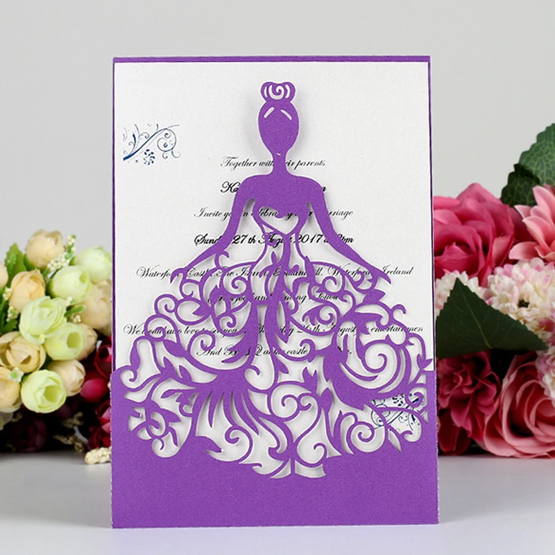 20 piezas elegantes tarjetas de приглашение воск boda con corte лазерной para invitaciones де visita