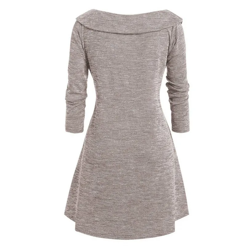 Spring Autumn Knitted A-line Dress Women Long Sleeve Mini Swing Dress Stetch Sexy V-neck Casual Dresses Vestidos Plus Size 5XL