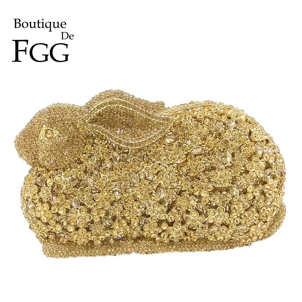 Женский клатч минодьер Boutique De FGG золотистый кошелек с кристаллами вечерняя сумка