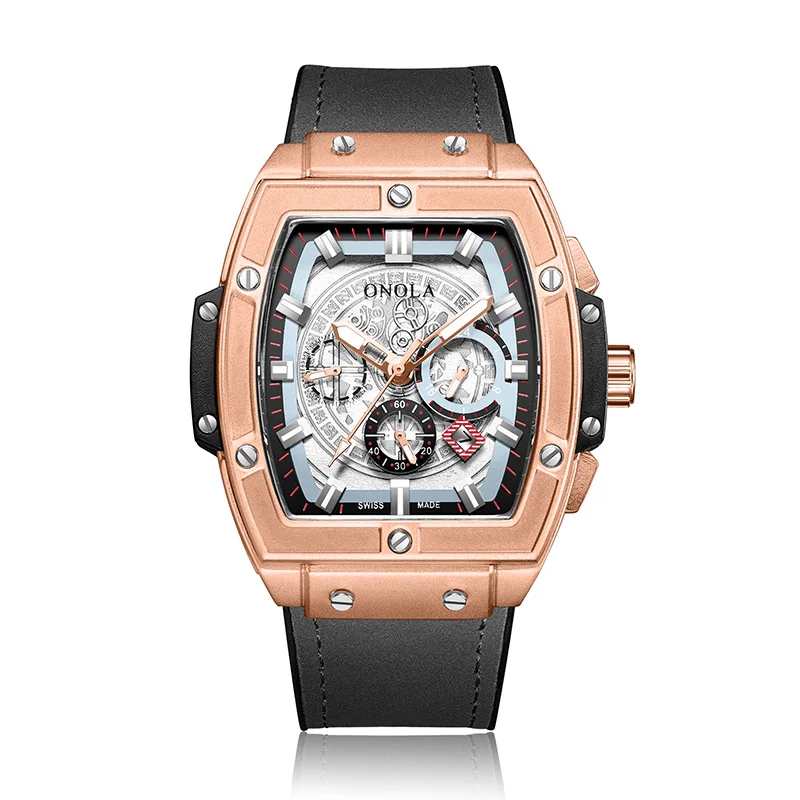 

ONOLA Men Automatic Watch 2019 Barrel Shaped Date Week Man Business Sports Fashion Mechanical Wristwatch Relogio