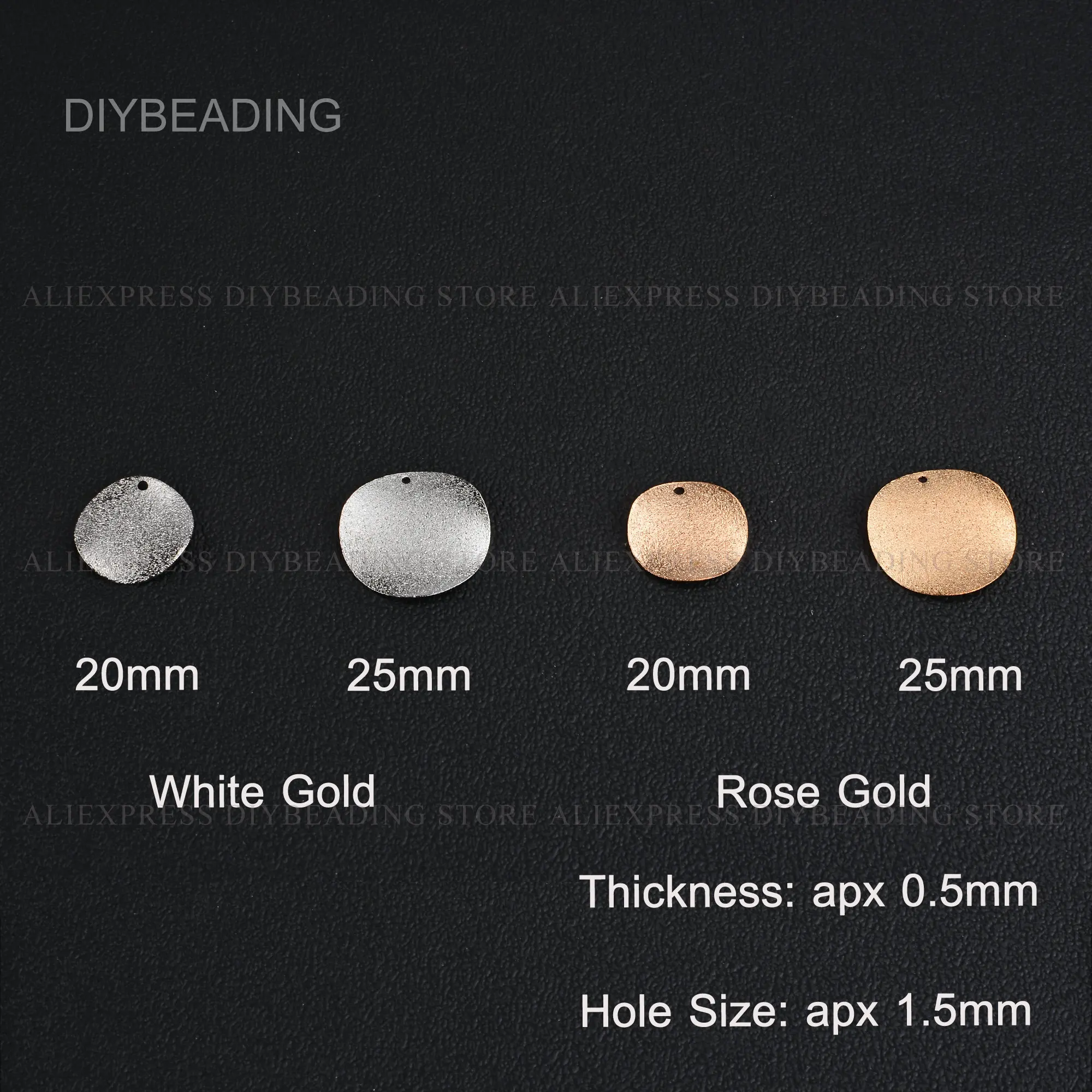 10-500 Pcs White Gold/ KC Gold Plated Matte Brass Waved Circle Disc Pendant for Earrings Necklace Making Lots Supplies (20/25mm)