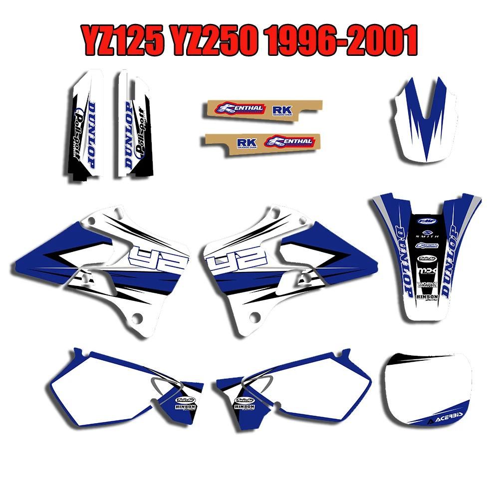 Команда Графика Фоны наклейки комплект для Yamaha YZ125 YZ250 YZ 125 250 1996- 1997 1998 1999 2010 2011 2012 2013 - Цвет: 0010