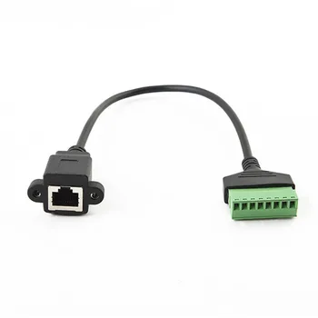 

RJ45 Connector 8p8c Female To 8Pin Ethernet Extender Cable Computer Converter 30cm UTP DVR Adapter Screw Terminal For Cat5 6 7