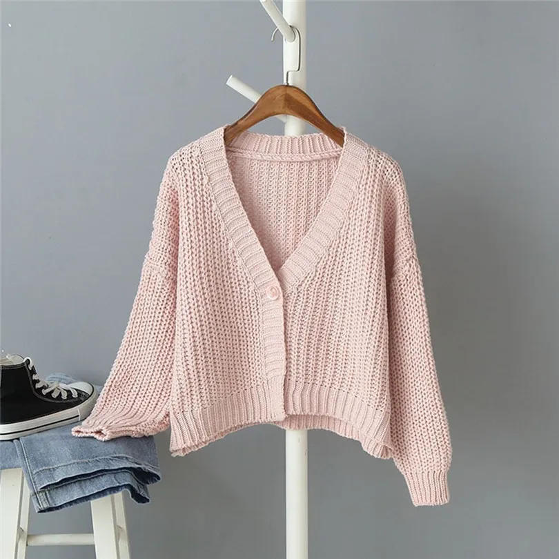 One Size Cardigan Women Short Solid Sweater One Button Knitting Kimono Cardigan Long Sleeve Warm Lazy Wind Jersey Mujer 40OCT1612