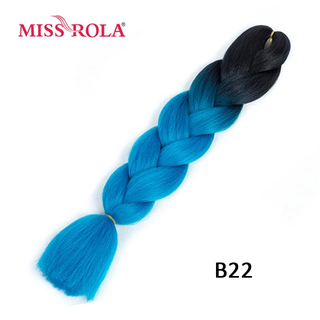 Miss Rola Synthetic Support Wholesale 100g 24 Inch Jumbo BraidsPink Green Yellow High Temperature Fiber Ombre Hair Extensions B22