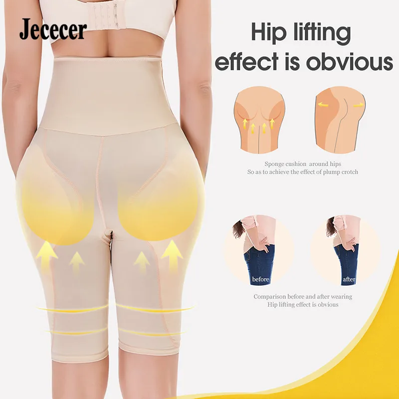 Plus Size Women High Waist Trainer Underwear Sponge Pads Body Shapers Hips Up Belly Slim Fake Ass Pants Padded Panties Shapewear