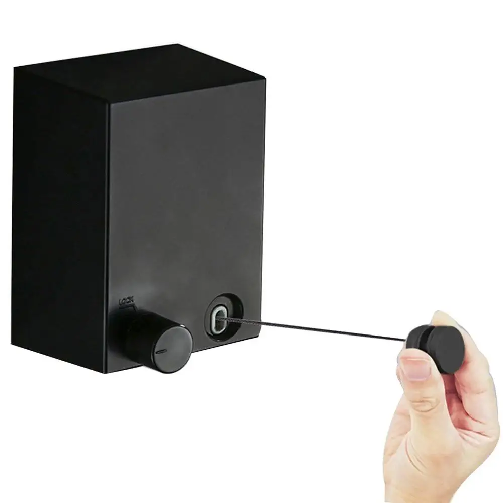 black Telescopic Stainless String Invisible Clothesline Retractable Clothes Dryer Hanger Hanging Clothes Line - Цвет: black