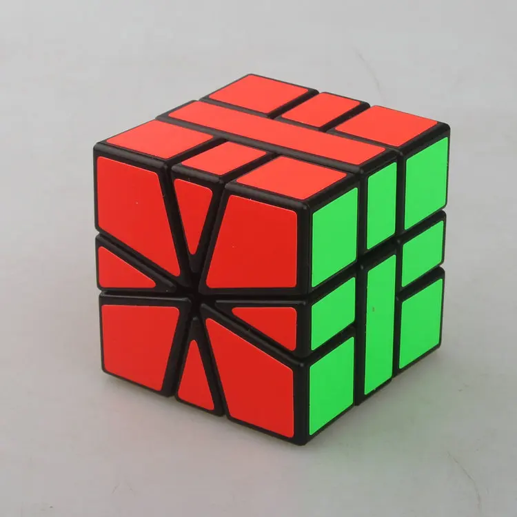 [SQ1 Rubik's Cube черный и белый с узором красный и зеленый двойной цвет флуоресцентная наклейка] квадратный I Веерообразный черный Задний