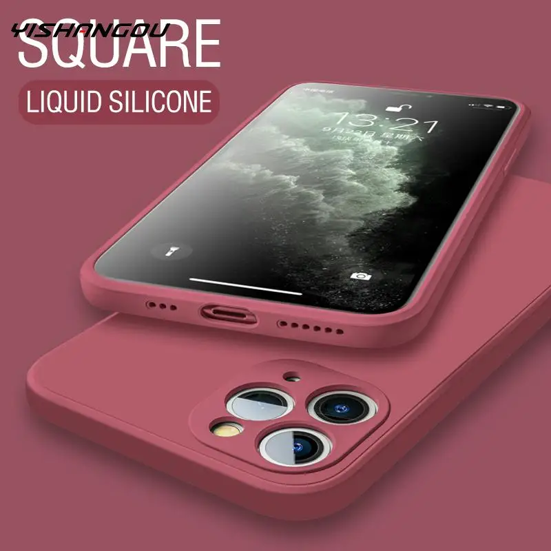 YISHANGOU оригинальный квадратный Мягкий силиконовый чехол для iPhone 11 Pro Max XS SE 2020 X XR 6 6S