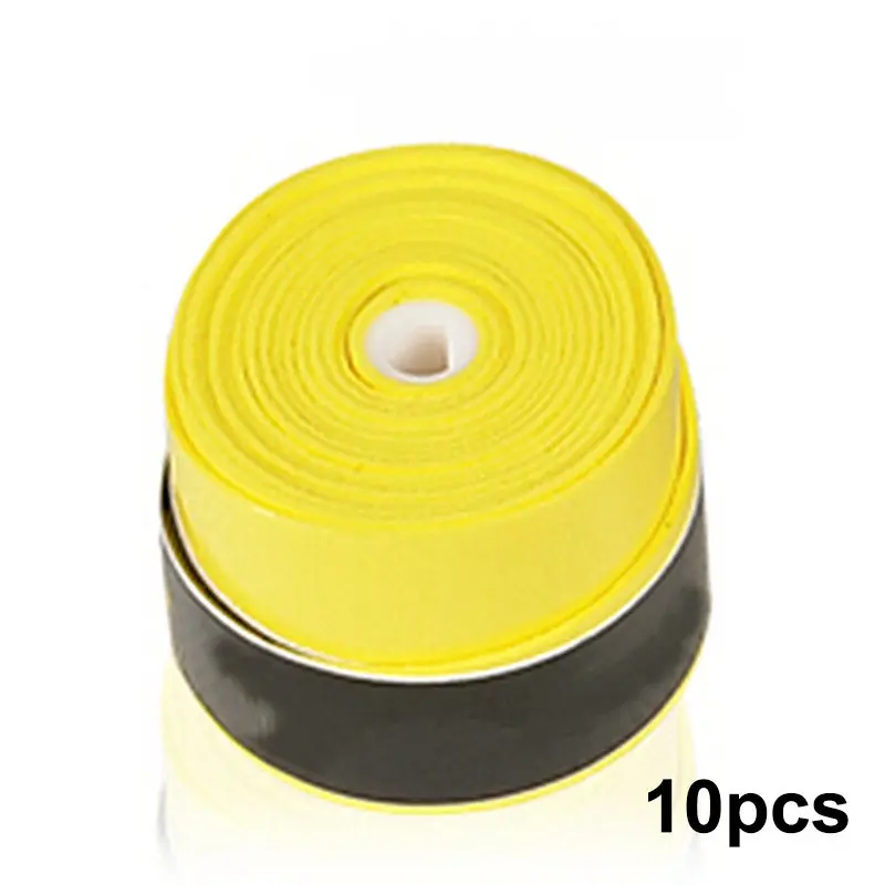 yellow 10pcs Противоскользящая мягкая впитывающая пот дышащая ручка для ракетки ракетка для бадминтона лента обмоточная 200-0012 - Цвет: yellow 10pcs