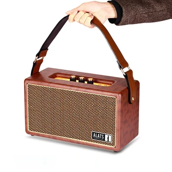

WIFI Speaker Hand Wireless Luxury I2S HIFI Lossless Bass Bluetooth FM Radio Desk Retro Wood Vintage Portable Subwoofer