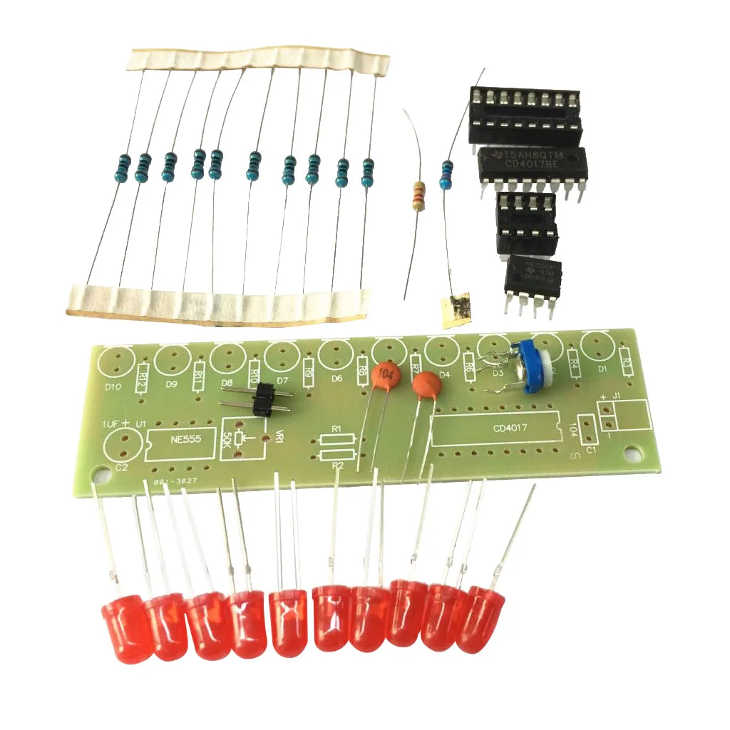 NE555 + CD4017 Light Water Electronic suite DIY Kits for Arduino Raspberry pi
