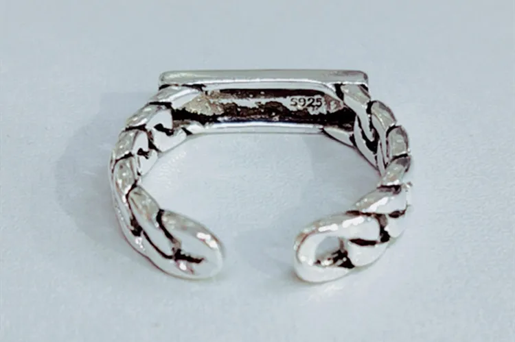 LULU-PIG Корейская версия прилива к старому открывающегося кольца женский Простой Творческий тайский серебряный Ретро цепь письмо кольцо KJZ-0382