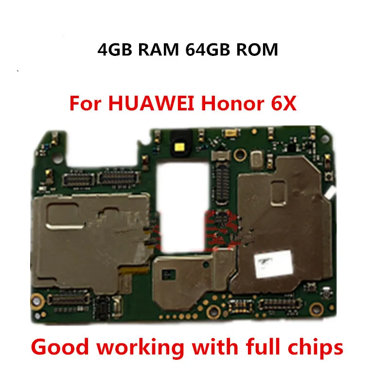 4GB RAM 64GB ROM For HUAWEI Honor 6X 6 X BLN-AL10 Motherboard Unlocked Original Mainboard EMUI Logic Board With Full Chip | Мобильные
