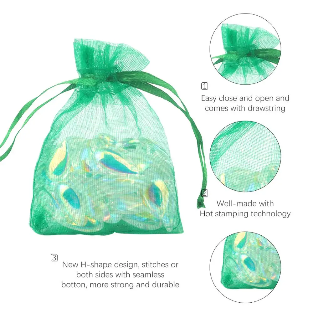 100pcs/lot Organza Bag 5*7cm,7*9cm,9x12cm Christmas Wedding Drawstring Bag Candy Bags Gift Pouches Jewelry Packaging Display