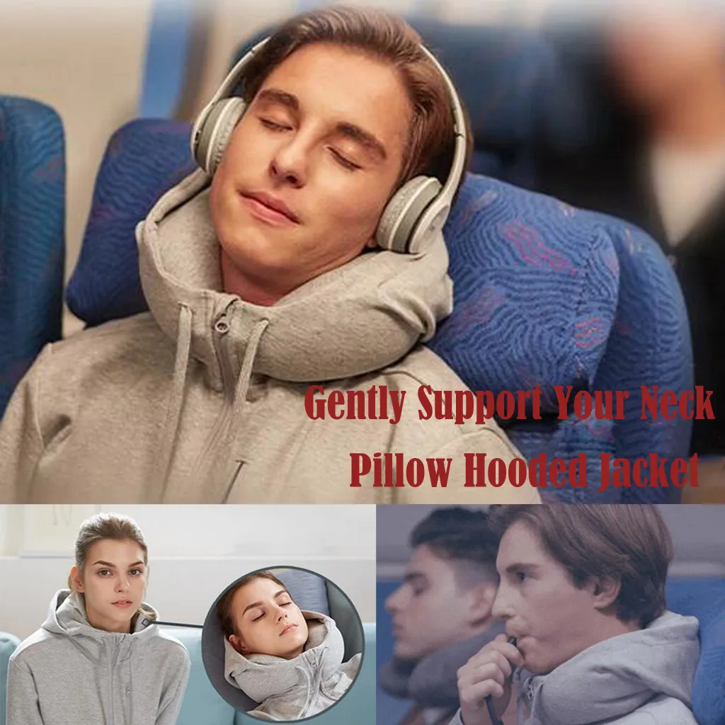 

2020 New Men Christmas Hoodies Pillow Collar Inflat Hoodie With Neck Pillow Pockets Coat Jacket Outerwear Stranger Things