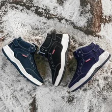 Winter Warm Hot Comfortable Men Shoes Sale Cotton Anti Soft Fashion Slip Waterproof Walking Short Plush Rubber Lace-Up