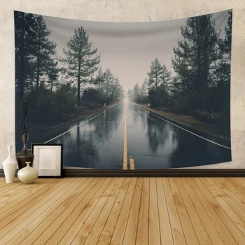 

Cassisy Tapestry Rainy Road Artwork Wall Hanging Tapestries Carpet Decor Wall Cloth Beach Towel Home Living room Decorations