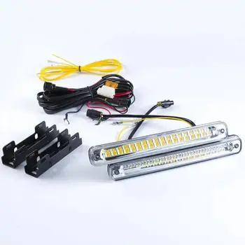 

Universal Super Bright Waterproof Daytime Running Turns Light Automobile LED Two-color Daily Light with Steering Water Lamp