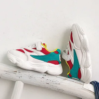 

2019 Autumn Kid's Shoes Casuals Hook & Loop Shallow Round Toe Neutral Flat Heels Non-slip 1202-1