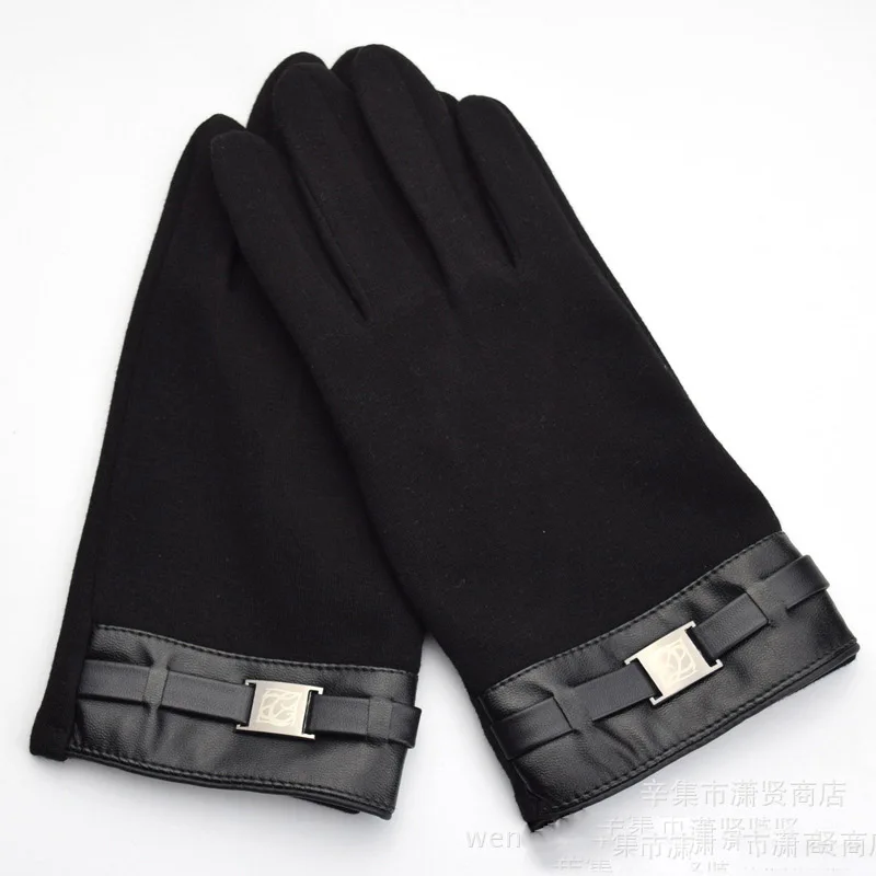 933873 Black Зимние мужские перчатки на весь палец для смартфона, перчатки для сенсорного экрана, повседневные одноцветные мягкие перчатки для сенсорного экрана для мужчин - Цвет: 933873 Black