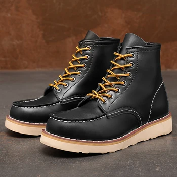 

Men Boots Genuine Leather Boots Martens Man Casual Shoes Spring Autumn Cowboy Botas Fashion Ankle Boots Male Comfortable Shoe