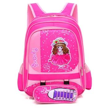 

Pencil Case Casual Kid Cartoon Kids Backpack Cute Princess Printed School Bag Zipper Student Storage Children Large Capacity